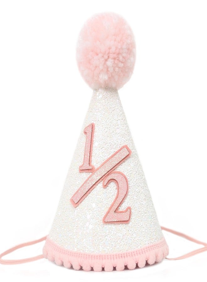 FUTNH Pink Cone 1/2 Party Hats - Boho Birthday Hat For Girls，Happy Birthday Girl Party Hat In Pink，Princess Glitter Party Hat，Birthday Hat For Baby Girls(5.5in*3.1in. Elastic rope adjust range: 40-60cm) - Image 1